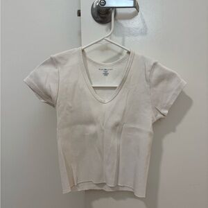 Brandy Melville white shirt sleeve cropped top